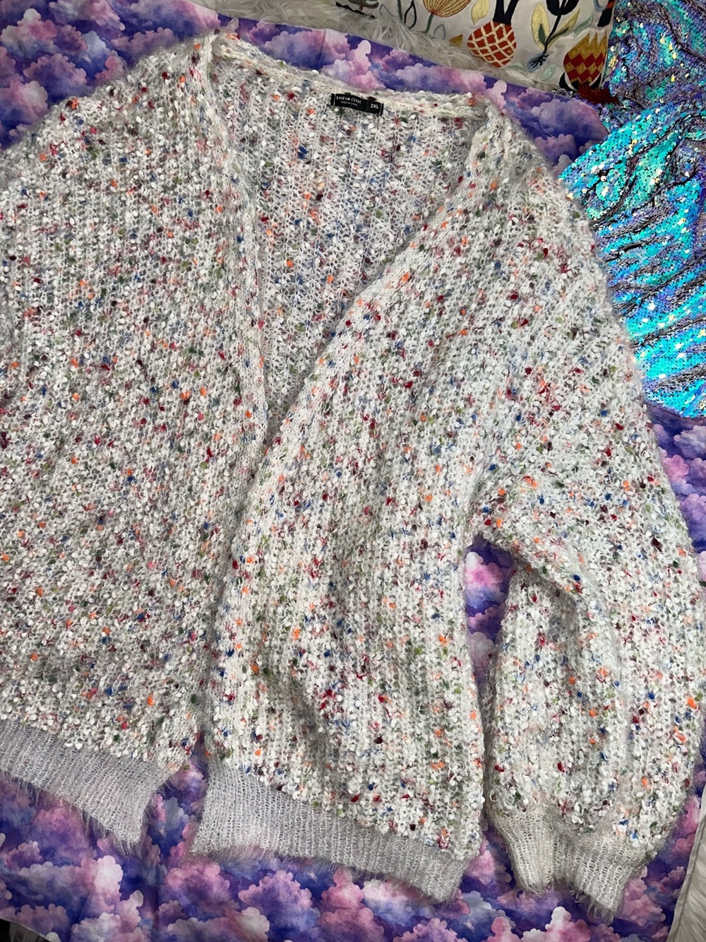 Shein Curve • Confetti Knit Open Cardigan